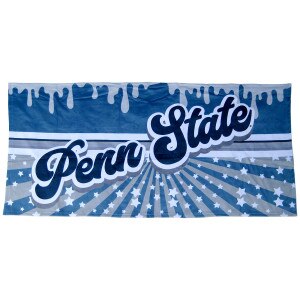 beach towel with script Penn State, stars & stripes